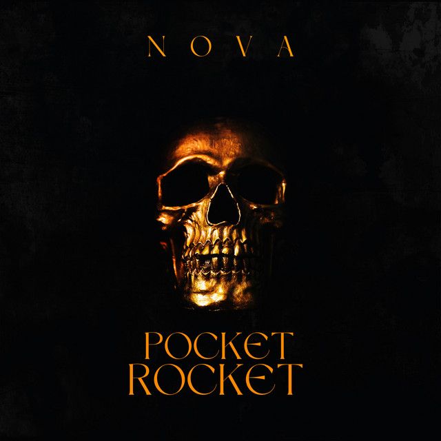 Pocket Rocket single cover: a gold skull on black